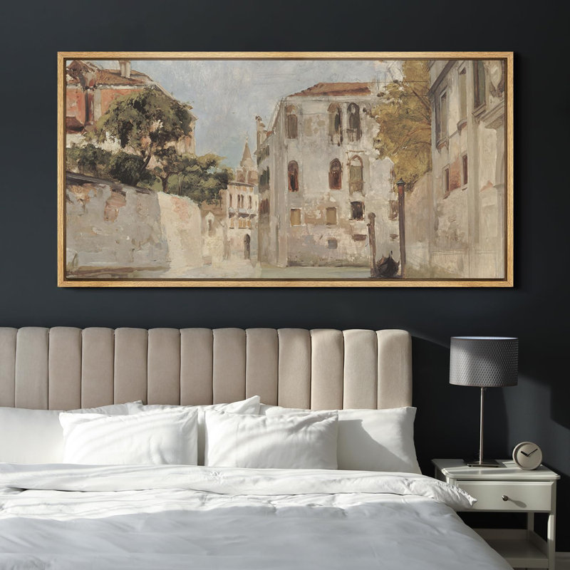 «Rustic Countryside Venetian Canal Scene», reproduction d'art sur toile, Naturel, H 30 po x l 60 po