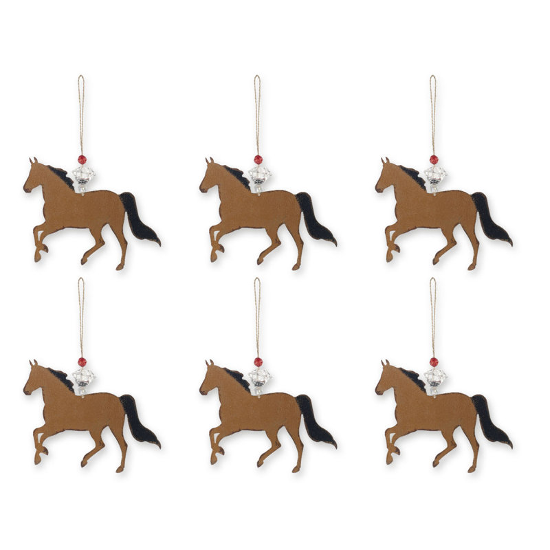 Ornements de cheval brun - 6 pièces