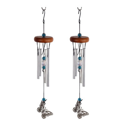 Ensemble de 2 cadeaux ICE ARMOUR 11 po de long papillon en bois carillon de vent Figurine Sculpture Sculpture Décoration d'ornement Maison / Chambre / Jardin Décoration de pendaison de crémaillère, Fêtes, Spécial Noël