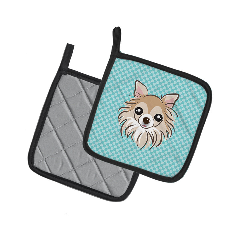Cuisinier poignée chihuahua caroline trésors Checkerboard, Bleu