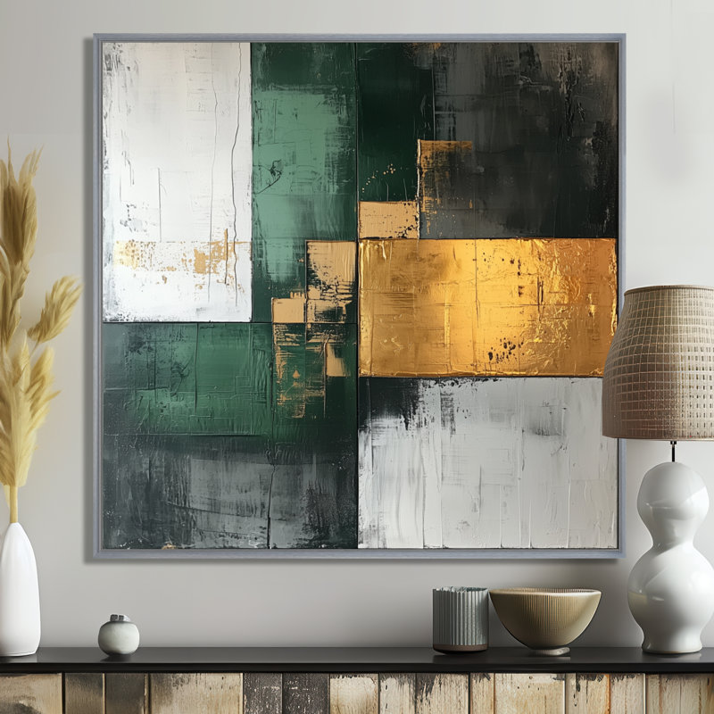 Sams - Abstract Wall Art, Floater Framed, Silver, 30" H x 30" W