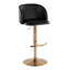 Tabouret de bar réglable en métal doré et similicuir noir avec repose-pieds arrondi en T - ensemble de 2-759009152
