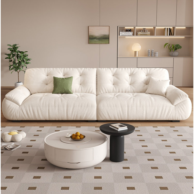 Canapé moderne simple et créatif, 4, H 35,43 po x l 122,05 po x P 40,55 po, Blanc cassé / blanc