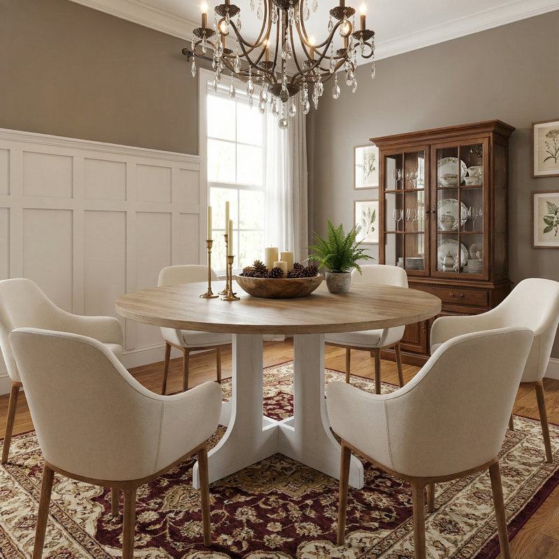 Farmhouse Extendable Oval Dining Table with Removable Leaf, 59x43 Inch Kitchen Table with X-Shaped Trestle Base in White