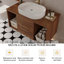 Meuble-lavabo avec lavabo ovale en céramique, 39,4 po, bois massif multi-couches, tiroirs à fermeture en douceur, tablette ouverte, pour solution de rangement de salle de bain rustique
