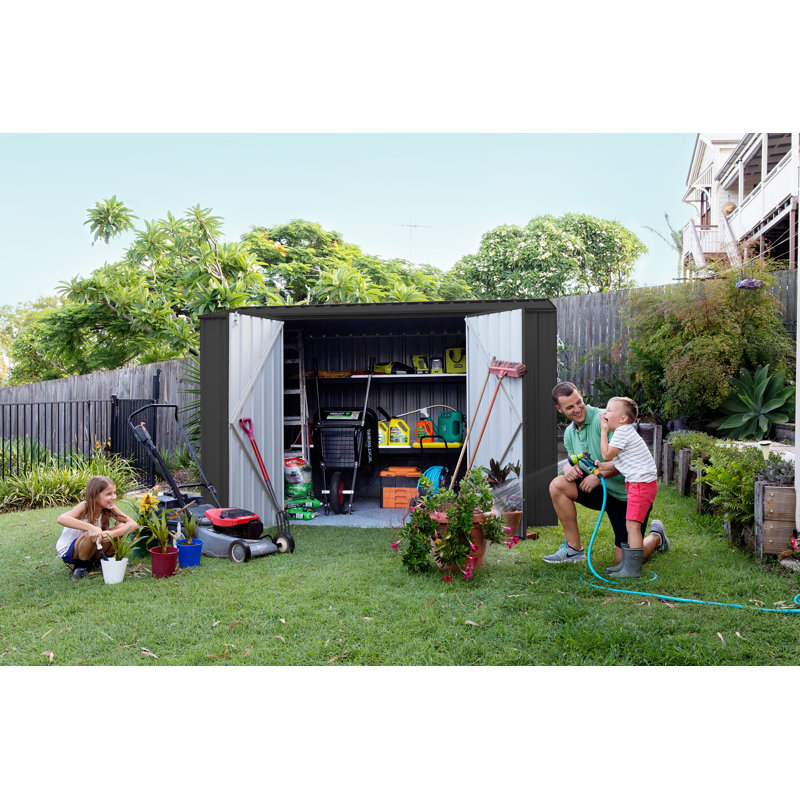 Monument Gray 10' x 7' Galvanized Steel Double Door Storage Shed