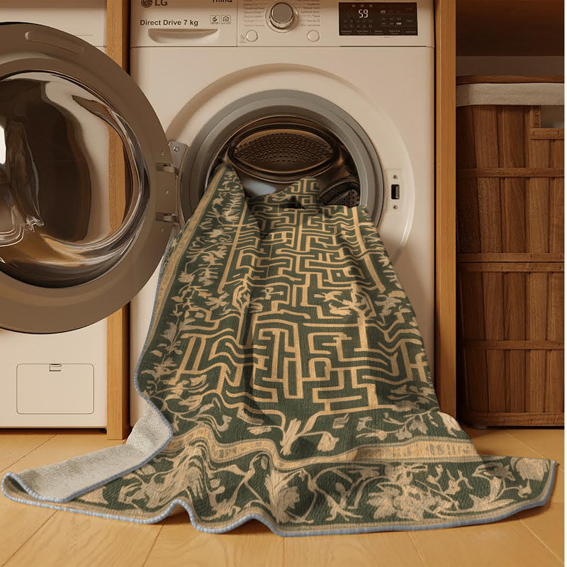 Tapis brun français lavable à la machine, Carré 4 pi