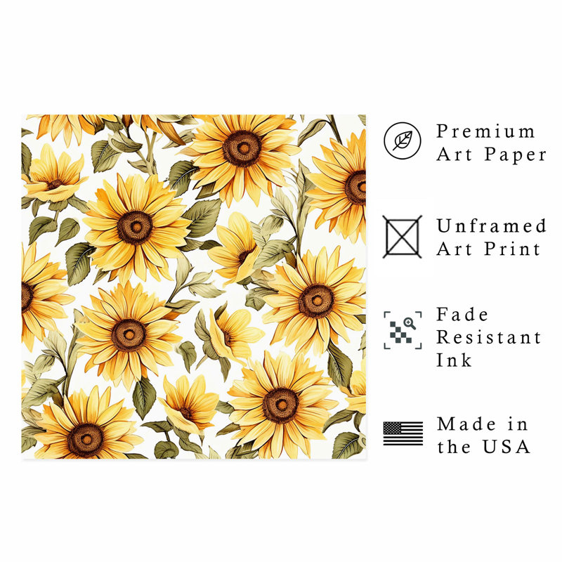 Motif de tournesols floraux, H 24 po x l 24 po