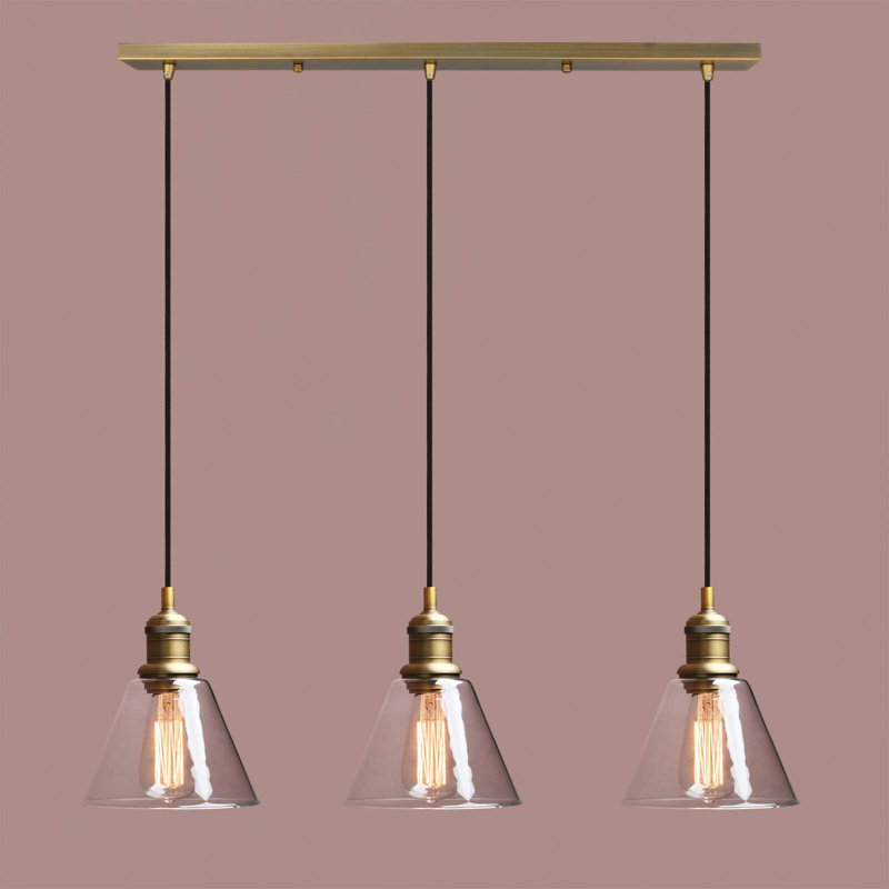 3 - Light Kitchen Island Pendant, Antique