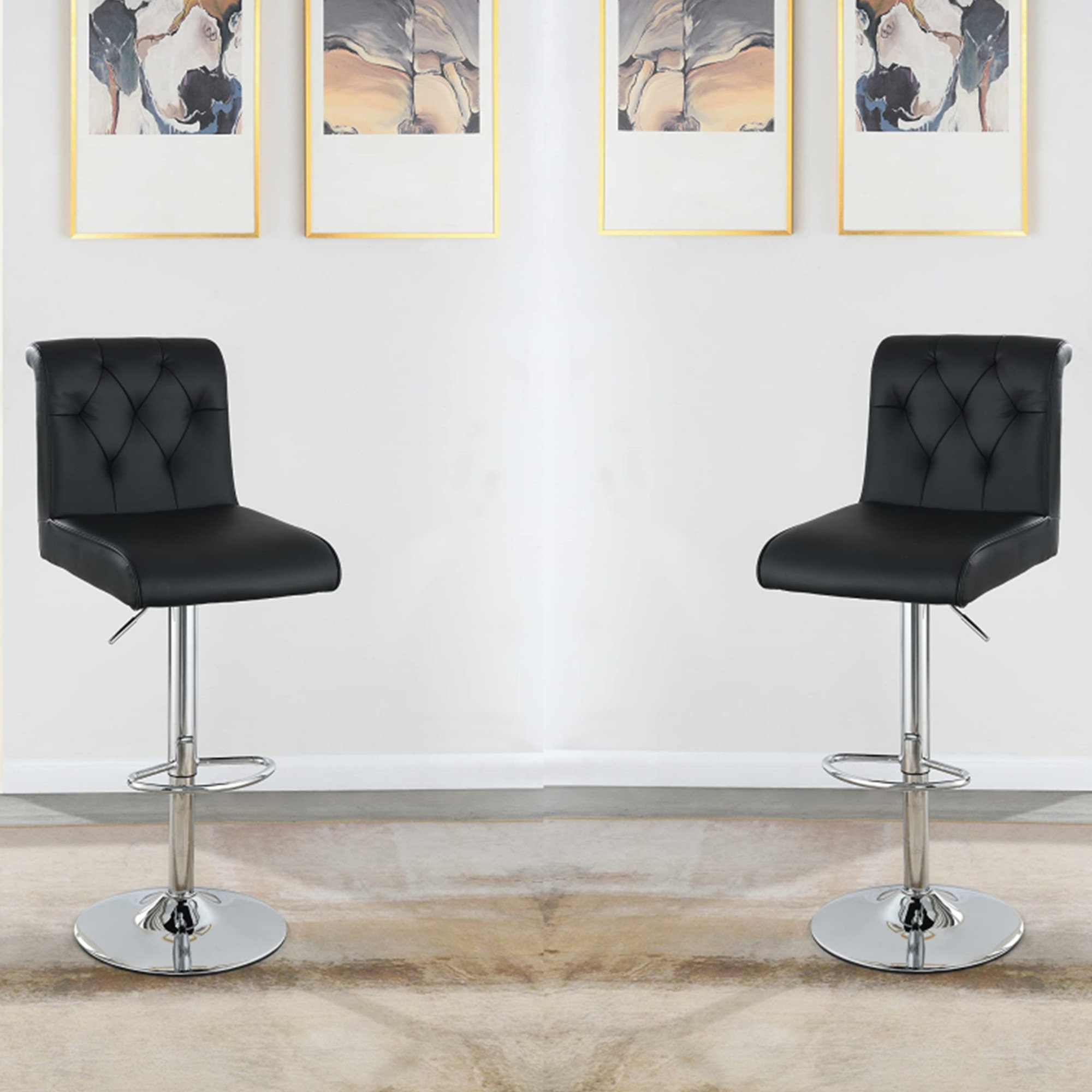 Ebern Designs Jeremaiah Swivel Upholstered Adjustable Height Counter