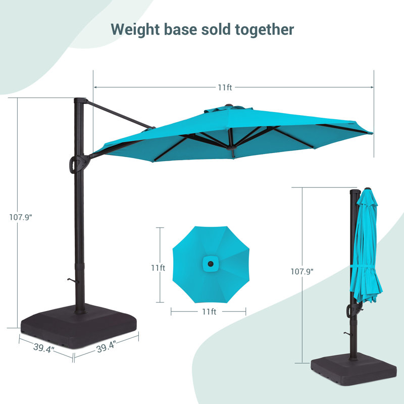 Parasol suspendu 11 pi Urbanna, Bleu lac