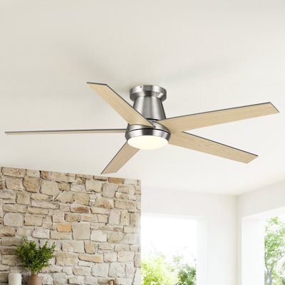 Vaczon 52" Smart Dimmable Flush Mount Ceiling Fan with 3CCT LED Lights, APP and Remote Control, Double-Sided Wood Blades, 6-Speed Reversible DC Motor, Timer