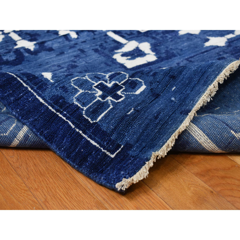 Tapis bleu nouvel âge en soie 12 pi 2 po x 18 pi 3 po Wildred