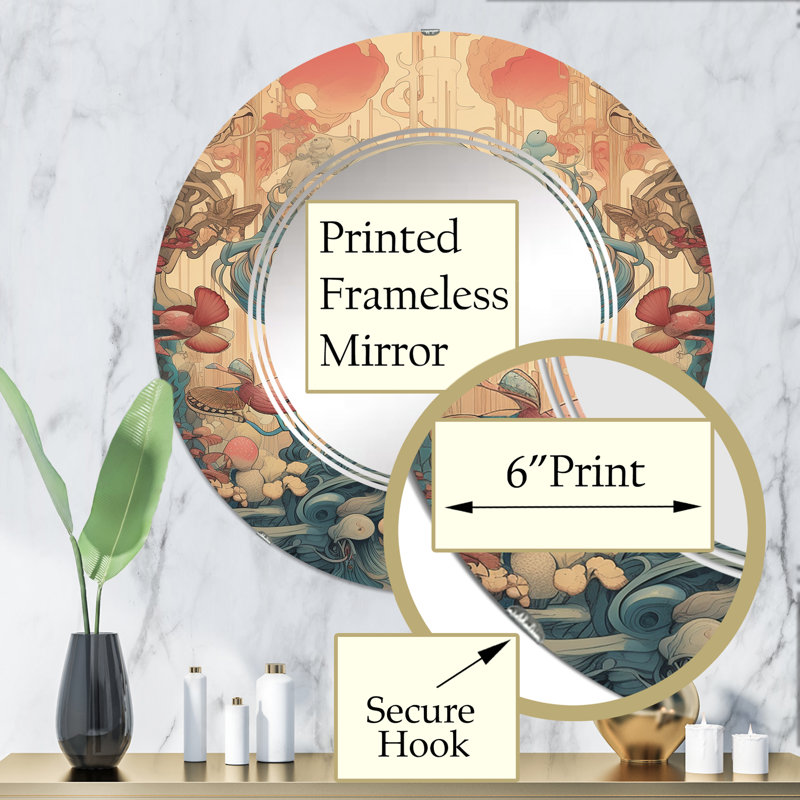 Organza - Miroir mural moderne rond, 32 po x 32 po