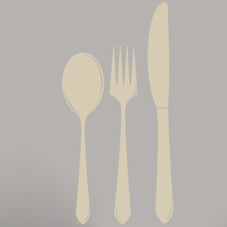 Adhésif décoratif cuillère fourchette, Beige