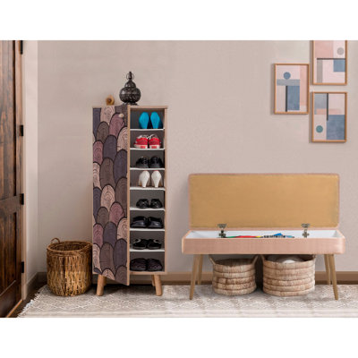 Ensemble de mobilier de couloir moderne avec armoire à chaussures et banc, panneau de particules enduit de mélamine à 100%, armoire à chaussures: 19,7 po x 53,1 po x 15,0 po, banc: 41,3 po x 19,7 po x 15,7 po | Tissu de velours élégant, design scandinave, pieds en bois