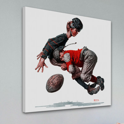 « fumbleing » par norman rockwell, reproduction d’art sur toile tendue
