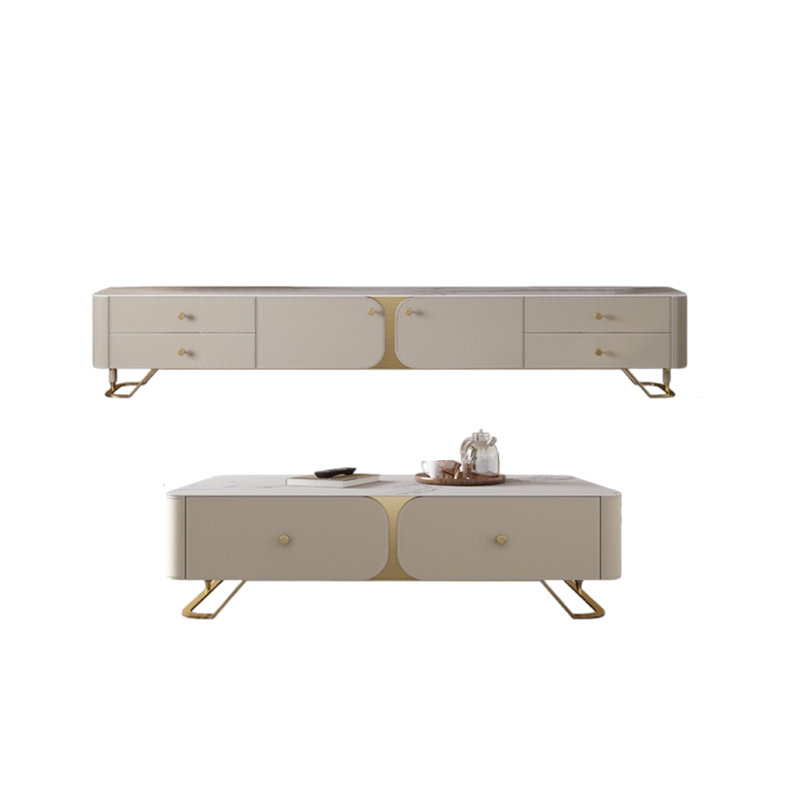 Meuble télé et table basse de style moderne, Beige