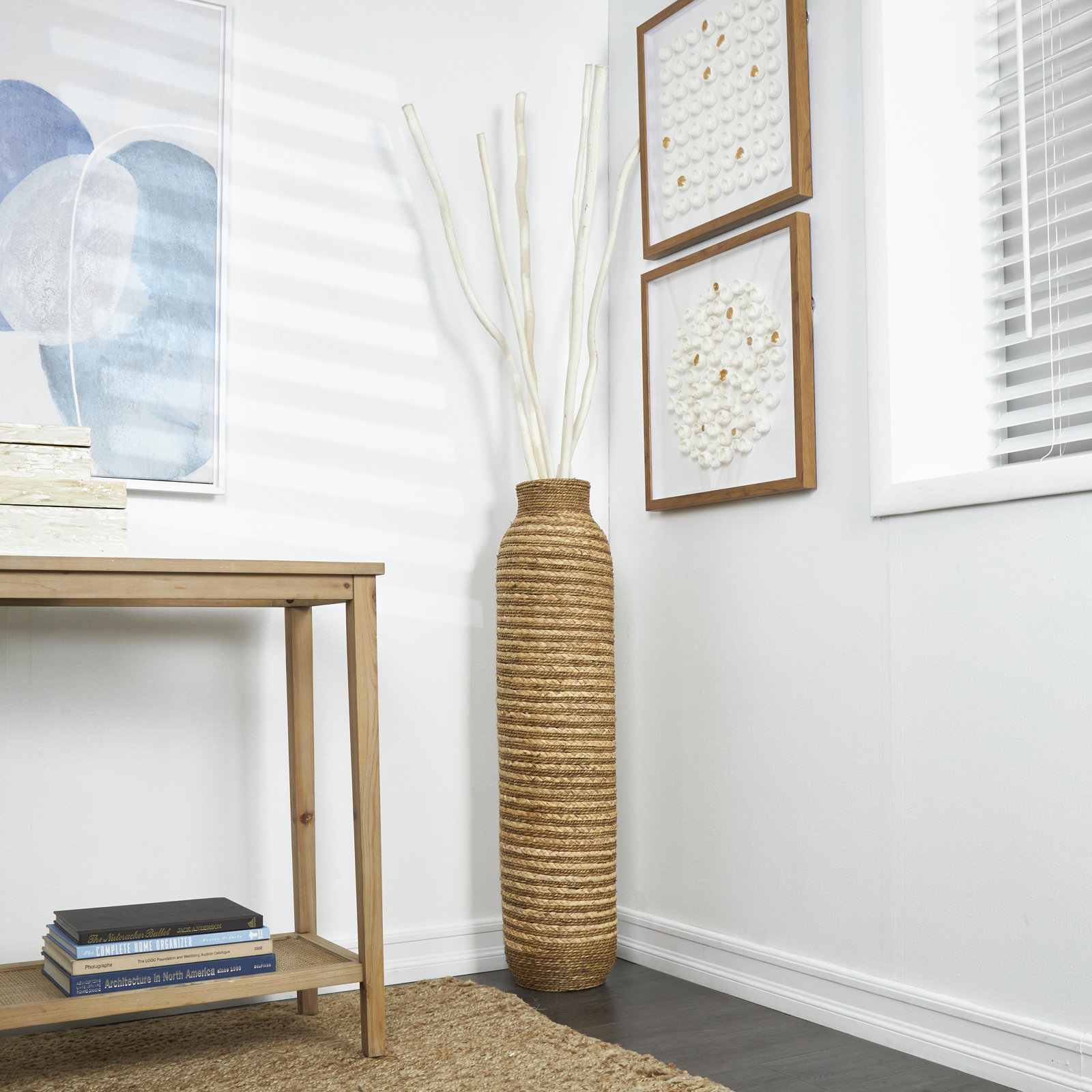 Roshni Seagrass Floor Vase, 40" H x 8.8" W x 8.8" D