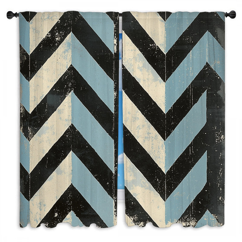 Chevron Window Curtains  Pattern Industrial Drapes - 2 Panels, 40" W x 52" L