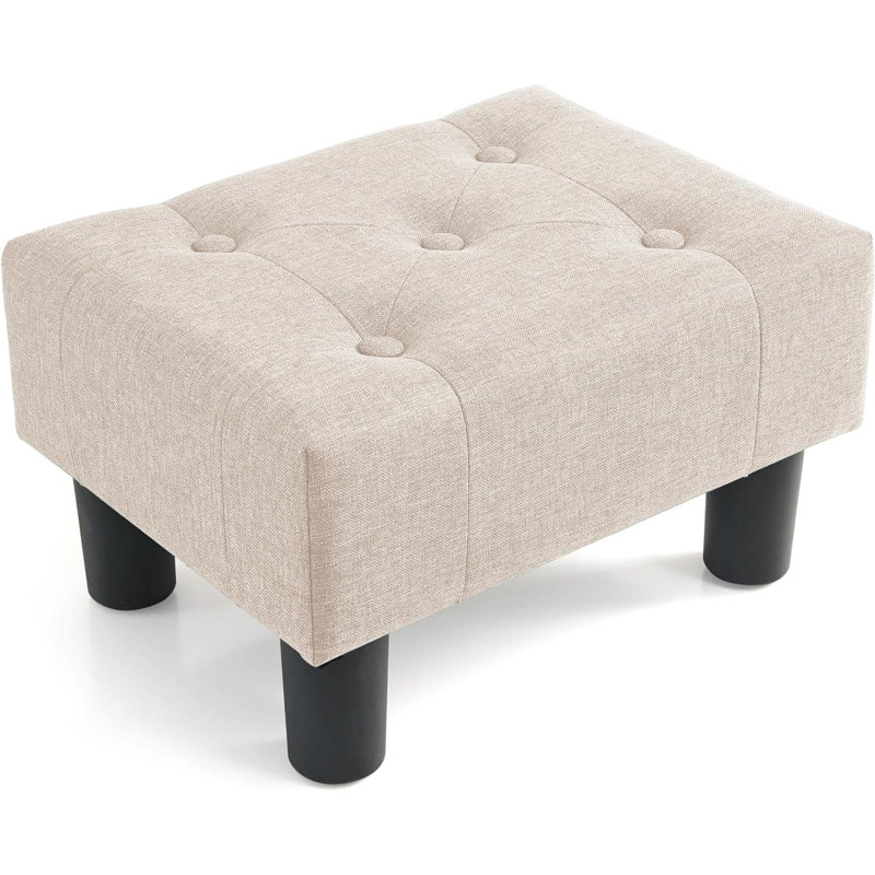 Etherson Solid Wood Accent Stool, Beige