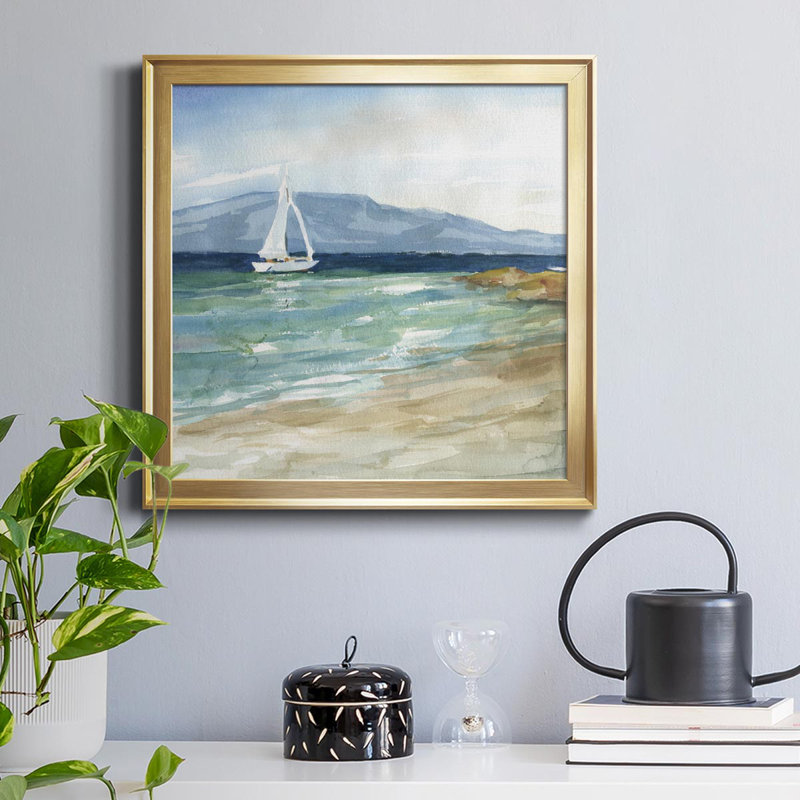 «Come Sail Away», peinture sur toile encadrée, Or, H 17,5 po x l 17,5 po x P 1,5 po