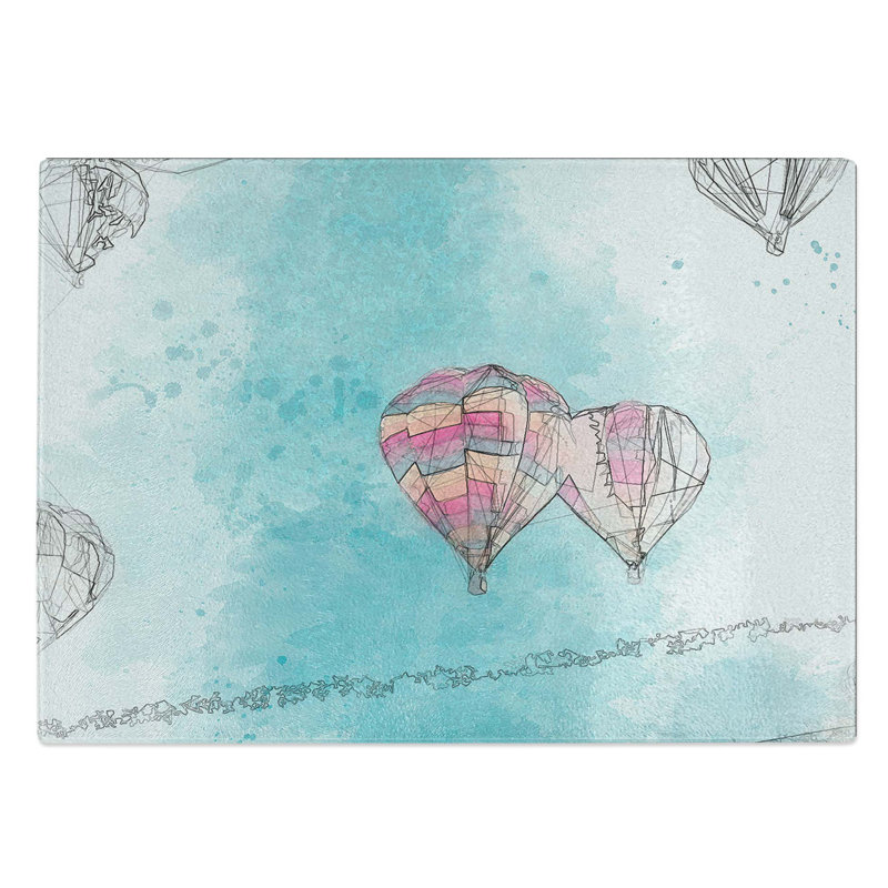 Glass Hot Air Balloons On The Rise in Abstract Chopping Board, 28.5 cm W x 20 cm L