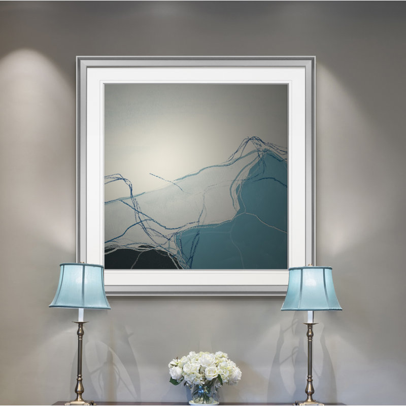 « blue peaks i », peinture, H 16 po x l 16 po x P 1,5 po, Encadrement argenté