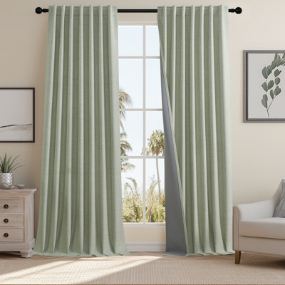 Leming 100% Polyester Burlap Blackout Curtains for Bedroom Back Tab Curtains 2 Panels Set