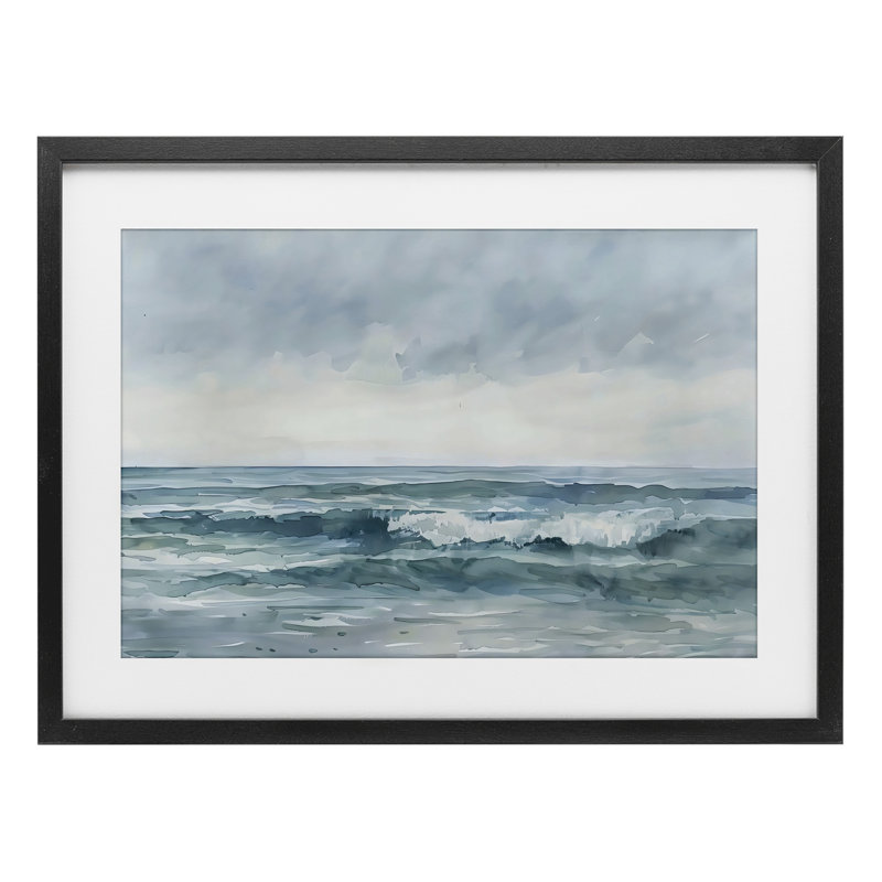 Dramatic Moody Shore, reproduction encadrée sous verre, design par LSR Design Studio, H 17 po x l 23 po, Cadre noir minuit