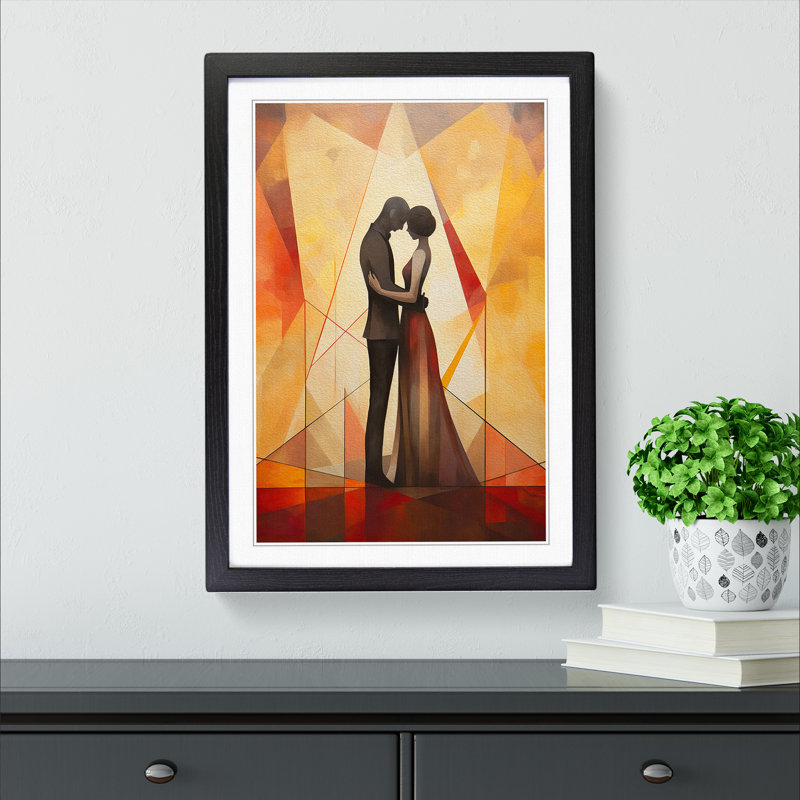 XYZ-FRM-V1223-4386 Lovers Geometric No.2 - Single Picture Frame Print on Wood, 34cm H x 25cm W x 2cm D, Black
