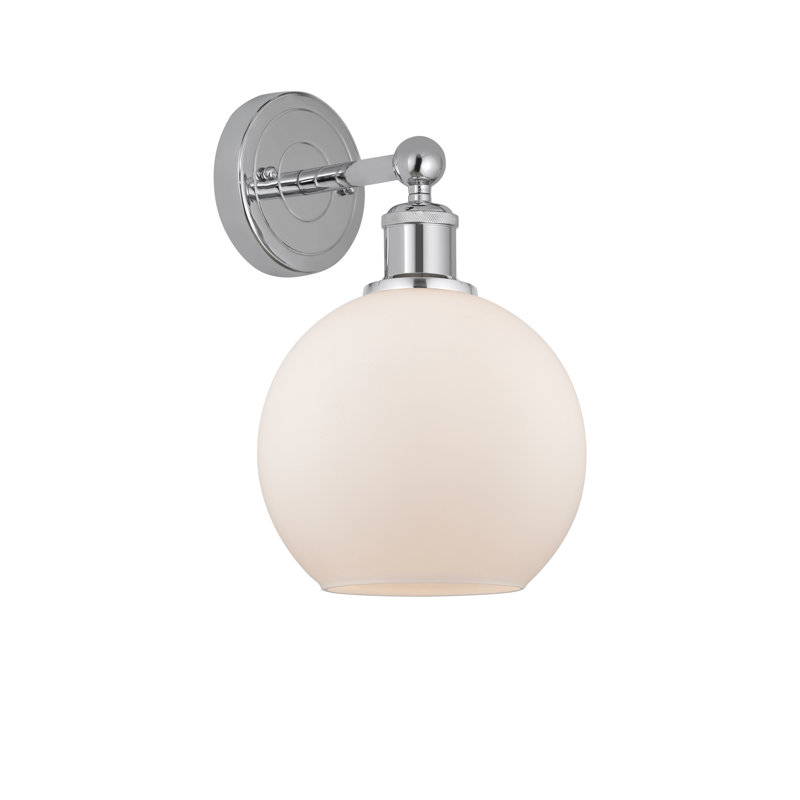 Ellington Steel Armed Sconce, Polished Chrome, Matte White