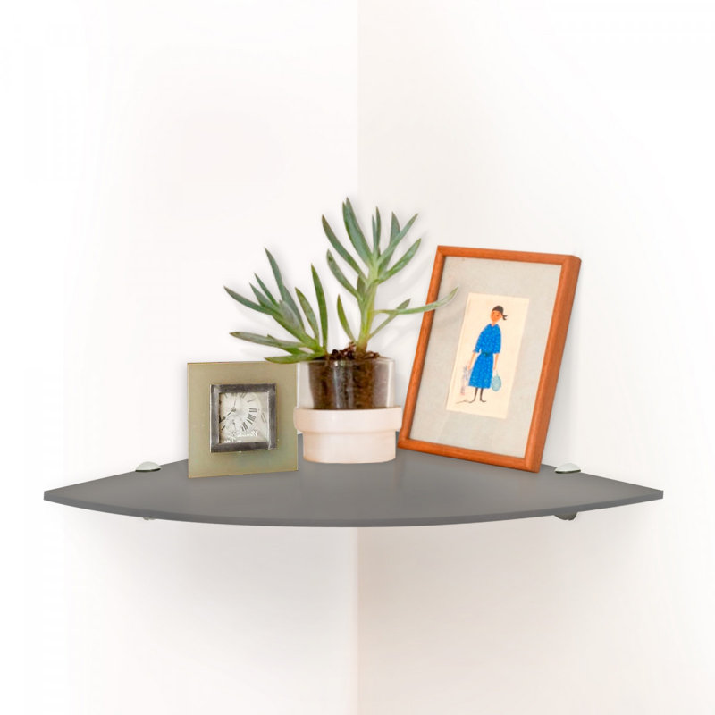 Étagère murale en verre Ayiesha, Gris, H 0,37 po x l 10 po x P 10 po