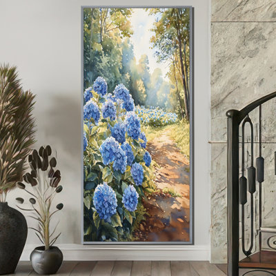Hydrangeas in the Orchard Field - Hydrangea, reproduction d'art sur toile encadrée