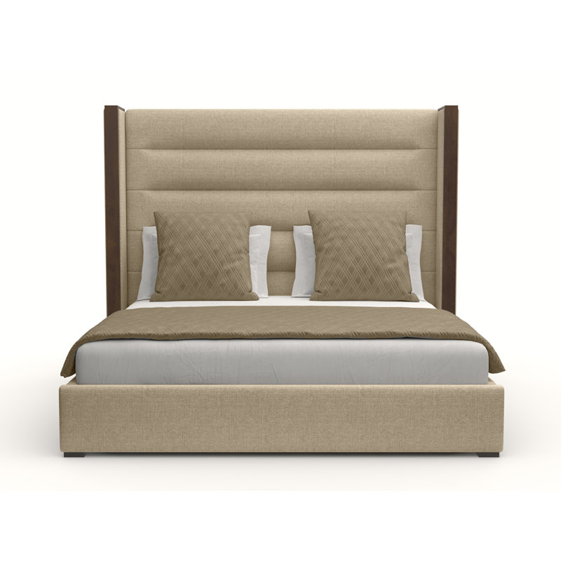 Ally Upholstered Wingback Bed, King, Flax Revolution®