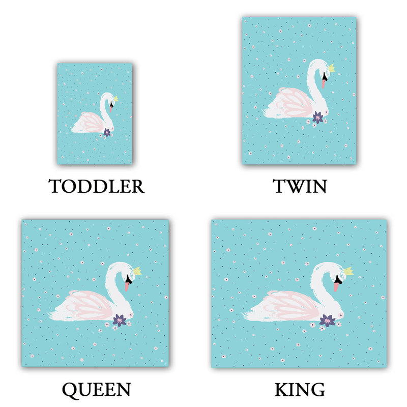 Ensemble de housse de couette swan, 1 housse simple + 1 taie standard, Bleu sarcelle / blanc