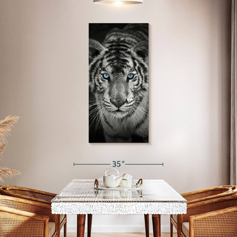 Tigre bleu sur toile, H 48 po x l 24 po x P 1,25 po