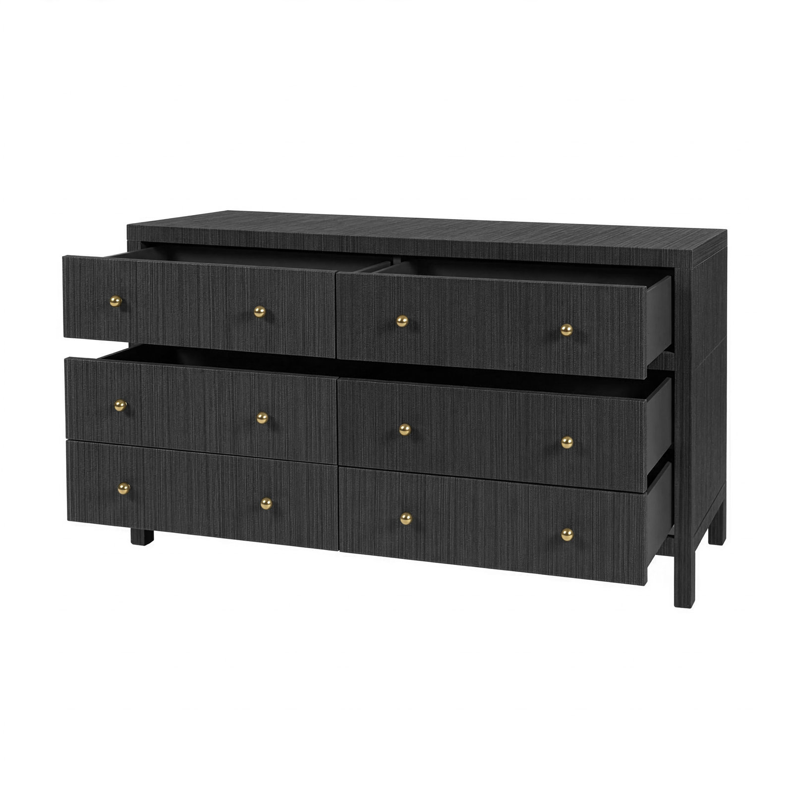 Celine 60 in. W Raffia 6 Drawer Dresser, Charcoal