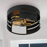 2-E26 11.81 inch Black Finished Black Finished Flush Mount Light