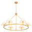 Lustre de style campagnard classique à 6 lumières avec abat-jour blanc