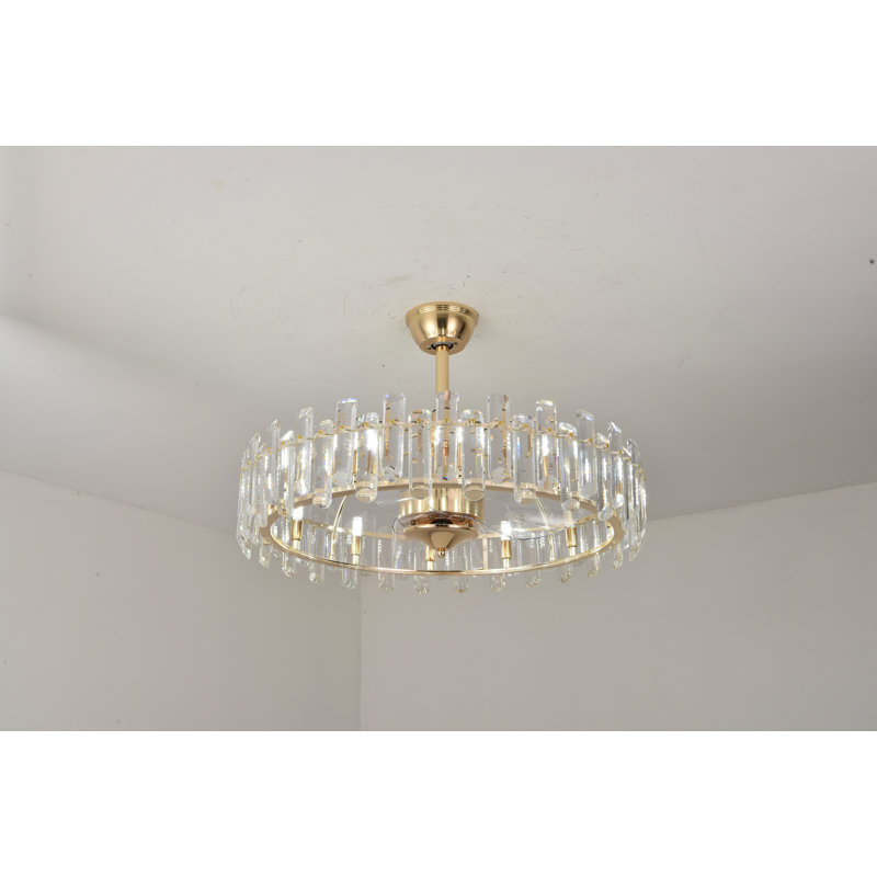 Ventilateur de plafond à cage dorée avec lumière et télécommande