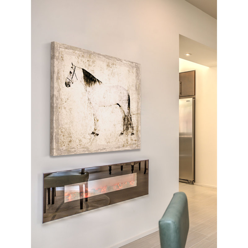 White Horse Canvas Print with Sustainable Wood Frame