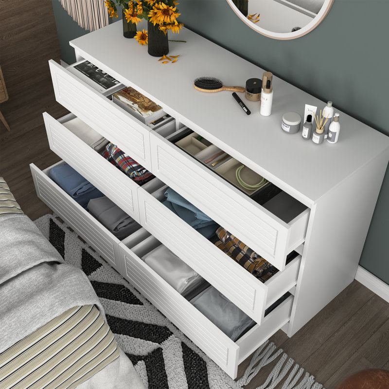 Commode double 6 tiroirs Modern White