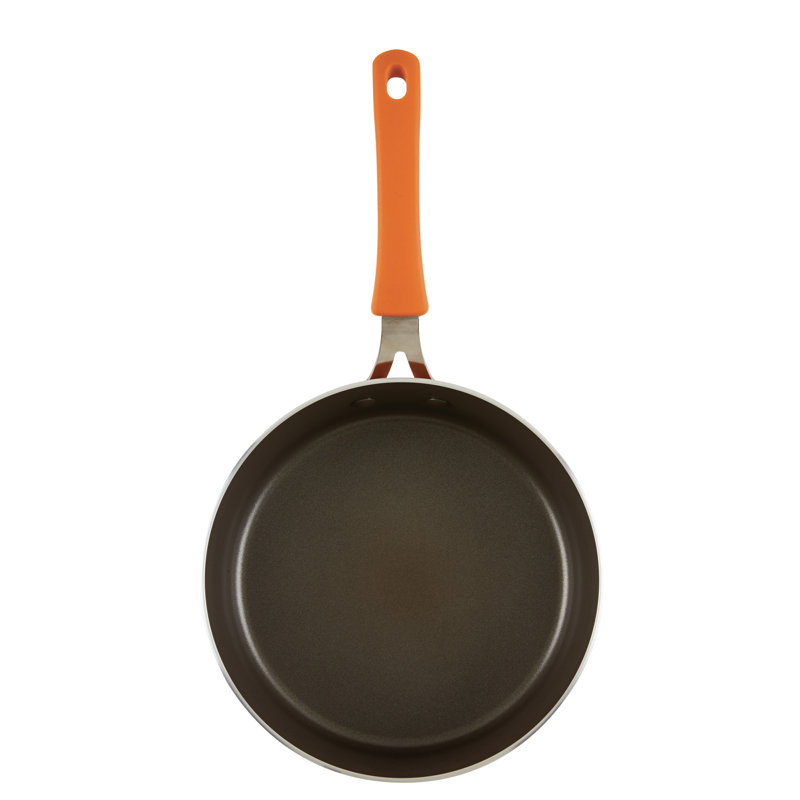 Orange 3-Quart Nonstick Aluminum Saute Pan with Silicone Handle