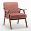 Chaise d'appoint en velours noir avec structure en bois massif, fauteuil Mid-Century moderne classique pour petits espaces - Fauteuil de lecture confortable pour le vestibule de la chambre à coucher-129182120