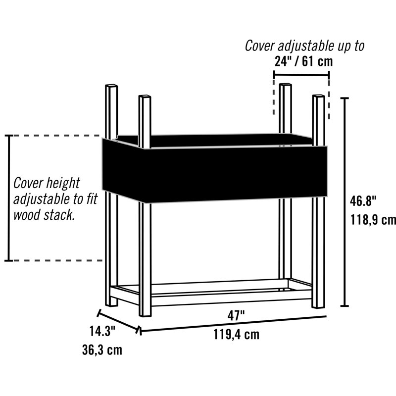 Support à bois de chauffage ultra résistant, H 46,8 po x l 47 po x P 14,3 po