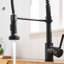 Robinet de cuisine noir à poignée simple avec robinet rétractable, facile à nettoyer, contrôle du volume et de la température de l'eau dans la cartouche en céramique, résistance aux fuites améliorée, modes de pulvérisation
