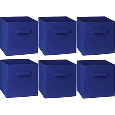 Foldable Cube Storage Bin, Dark Blue - 6 Pack