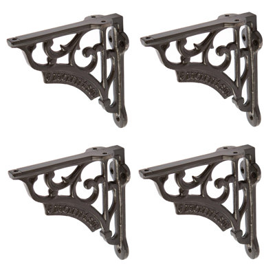 Hammer & Tongs - Ornate Iron Shelf Bracket - D120mm - Black