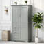 Armoire de rangement haute et large avec portes pour salle de bain / bureau, trois tiroirs, gris-1292728746